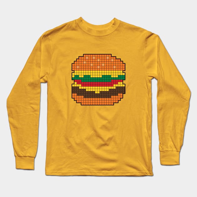 8-Bit Burger Long Sleeve T-Shirt by Woah_Jonny